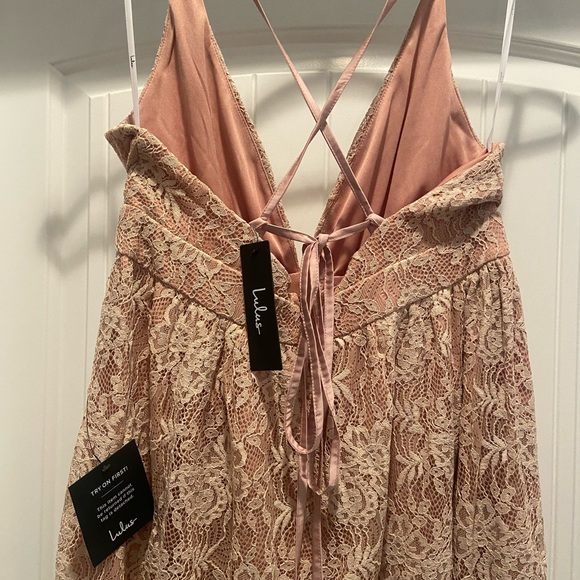 Lulus Stolen Moments Dusty Pink Lace-Up Lace Maxi Dress - Picture 4 of 6
